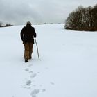 Lonely snow hiker