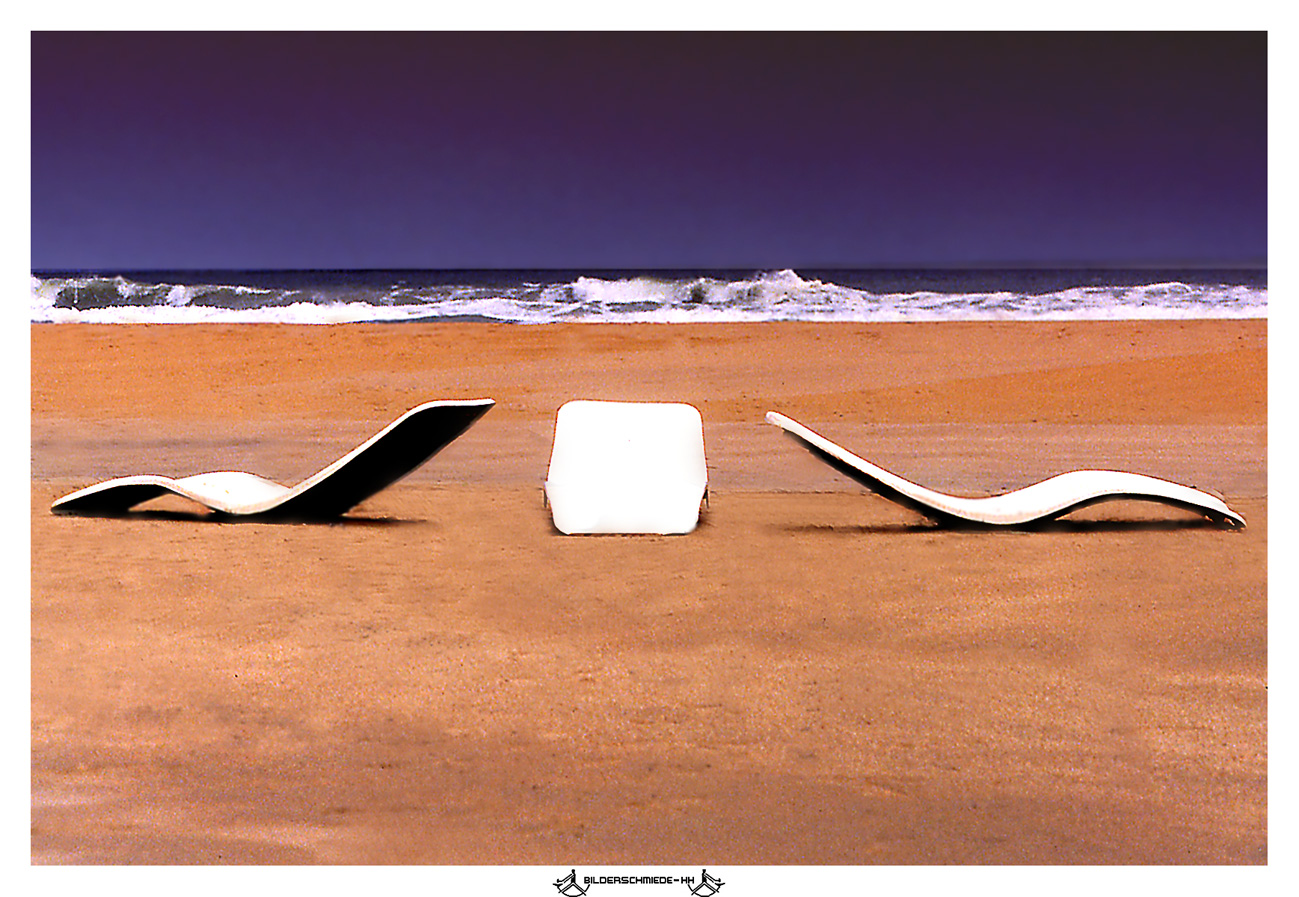 lonely sunlounger before a storm