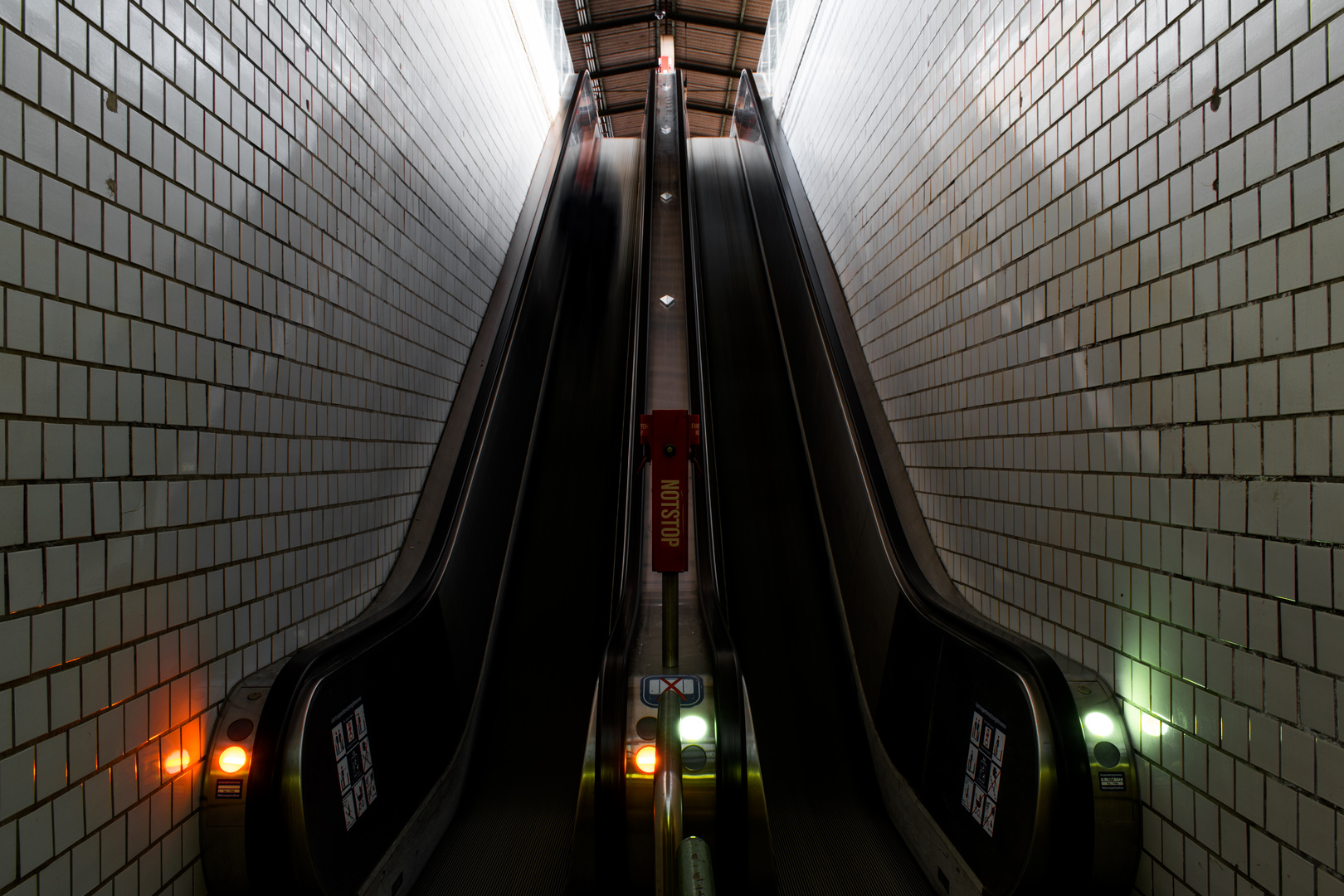 Long exposure of an escalator