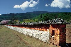 Long mani wall in Thankabi Bumthang