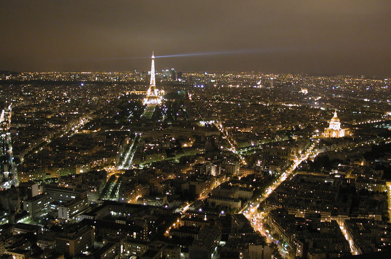 Look over Paris by night from Montparnasse