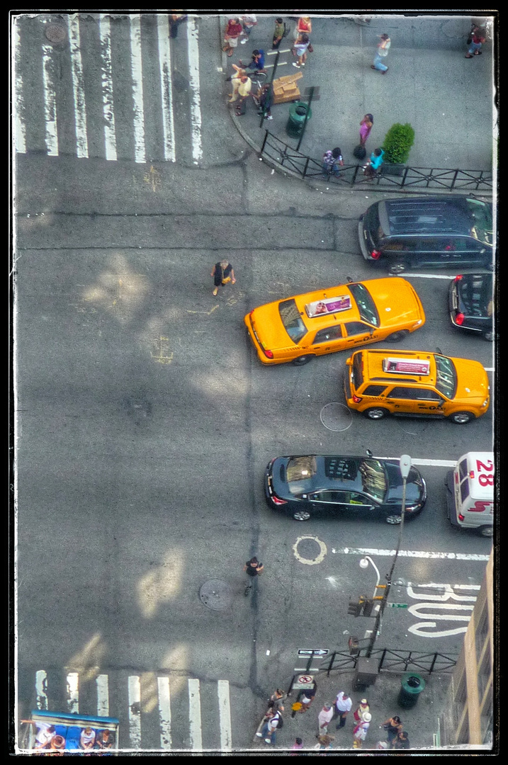 Looking Down On The Street Of New York