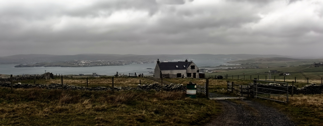 Looking from Bressay across the water at Lerwick