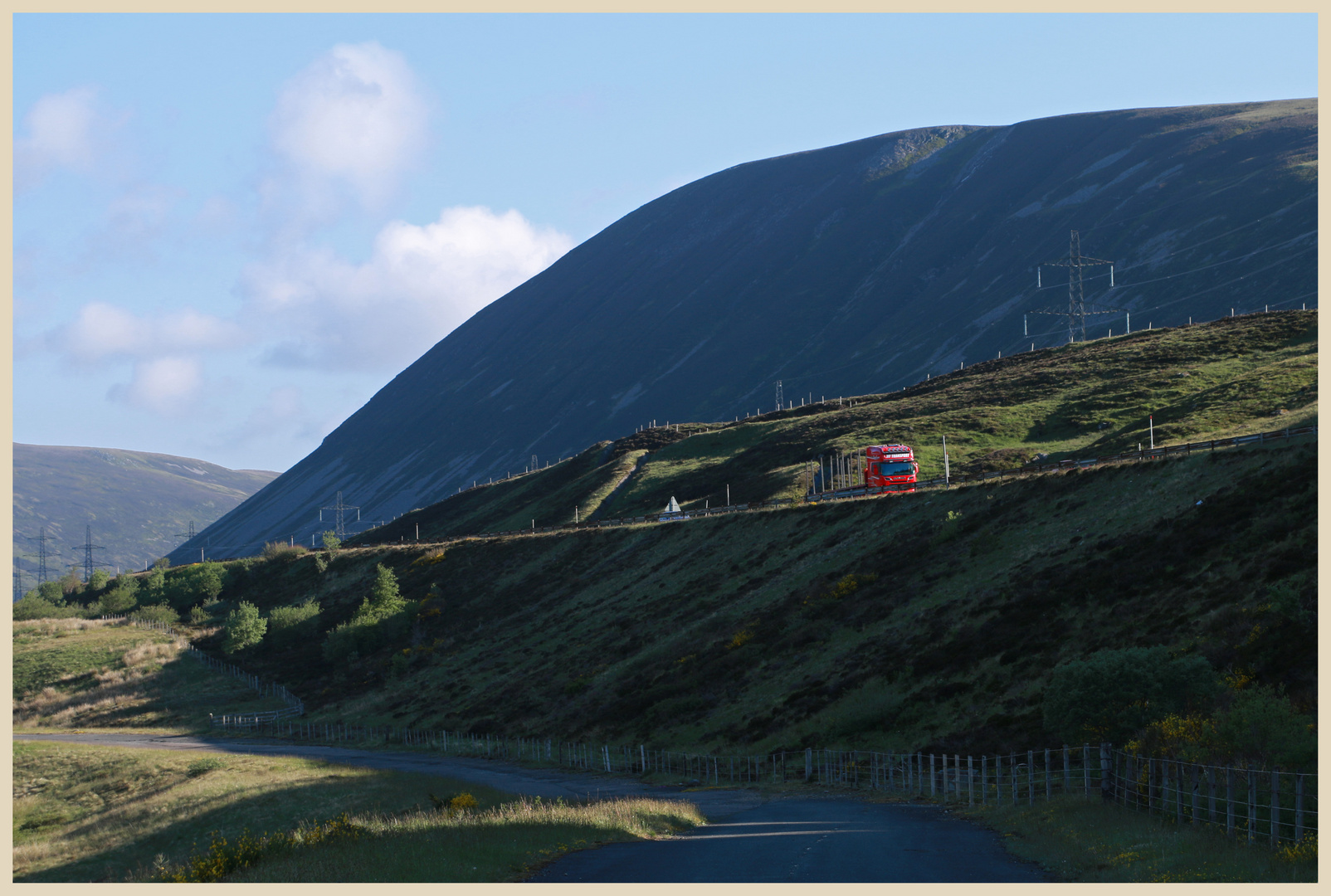 lorry climbing the pass of drumochter