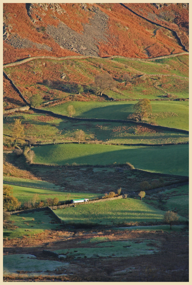 Lorry driving through Little langdale