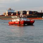 Lotsenboot und Containerschiff!