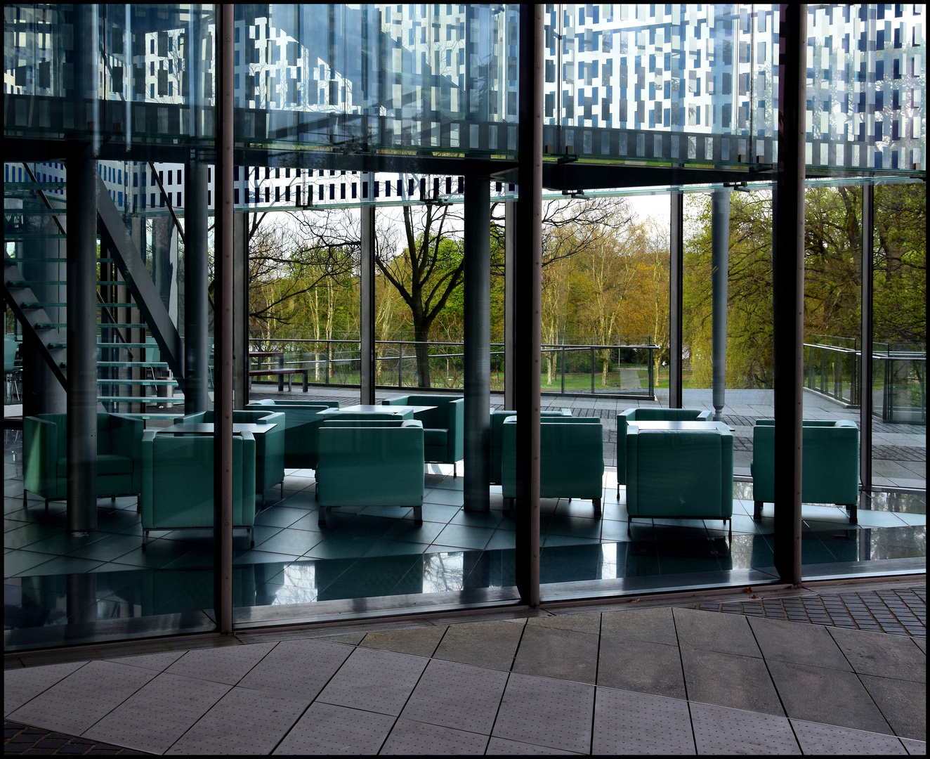 lounge in foreground of green 