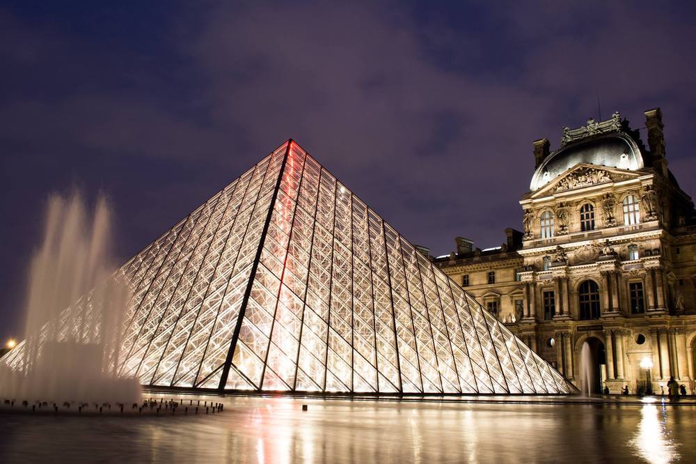 Louvre bei Nacht Foto Bild  city paris nacht Bilder 