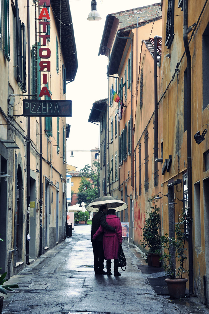 Lovers in rain