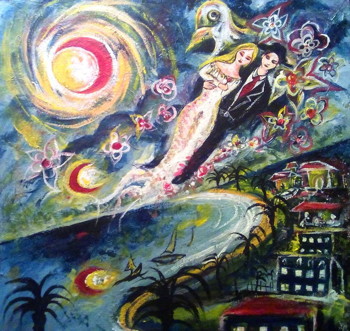 Lovers over the sky. Marc chagall remake by igli marion.