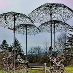 lovers under umbrellas