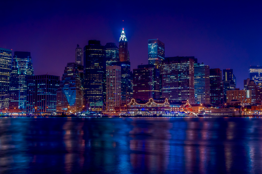 Lower Manhattan in blue