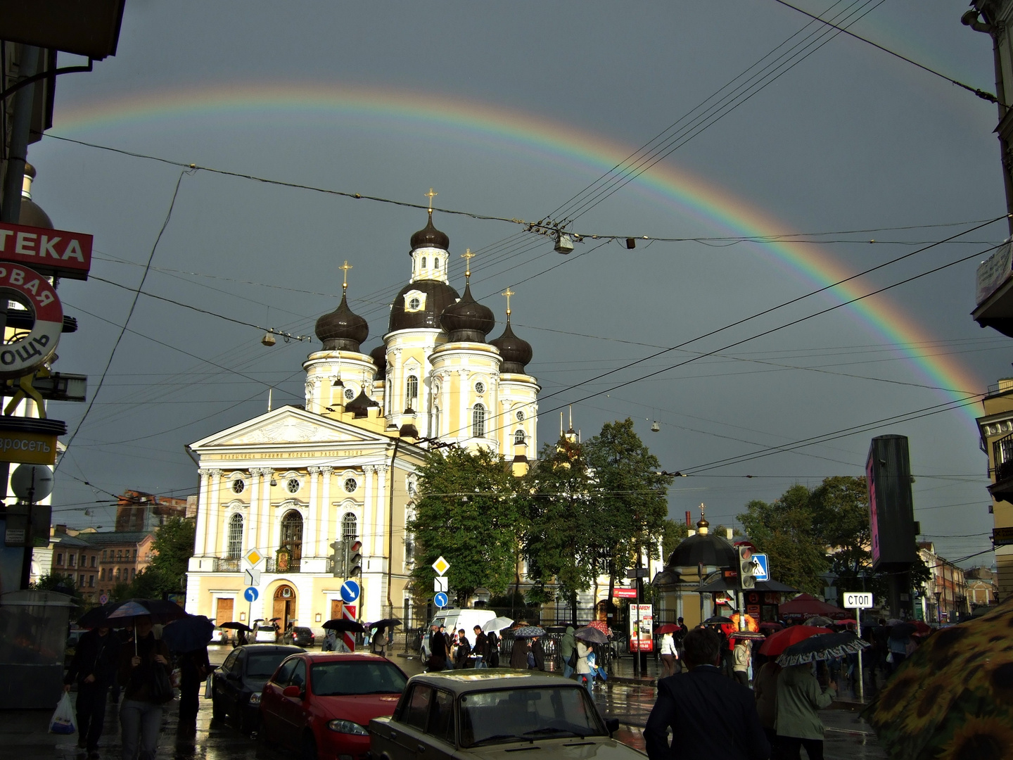 Lucky to catch this rainbow over Vladimirsky Cathedral, Saint Petersburg