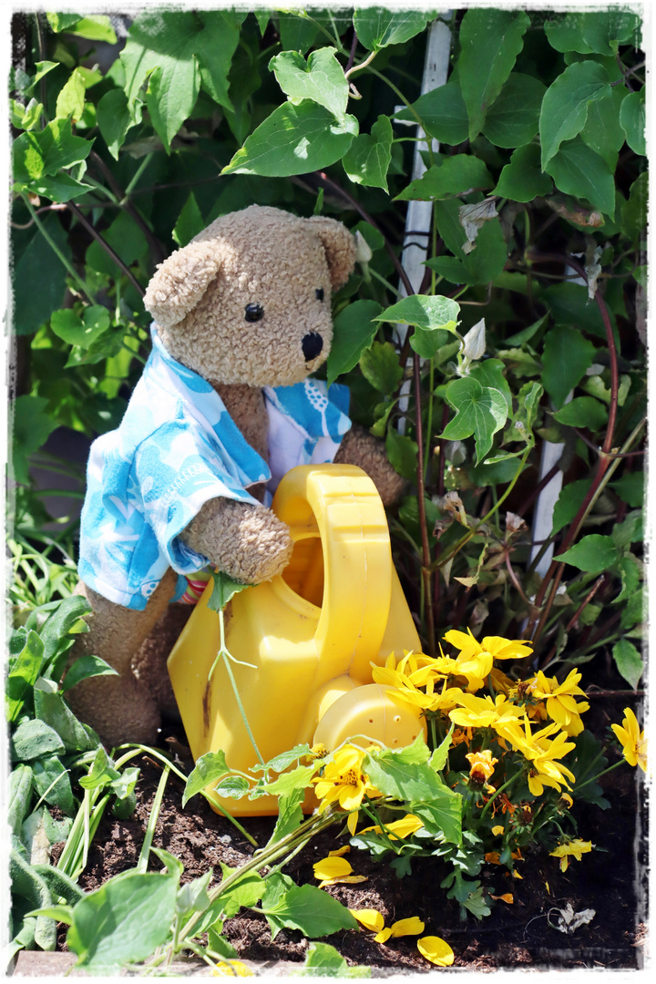 Ludwig bei der Gartenarbeit