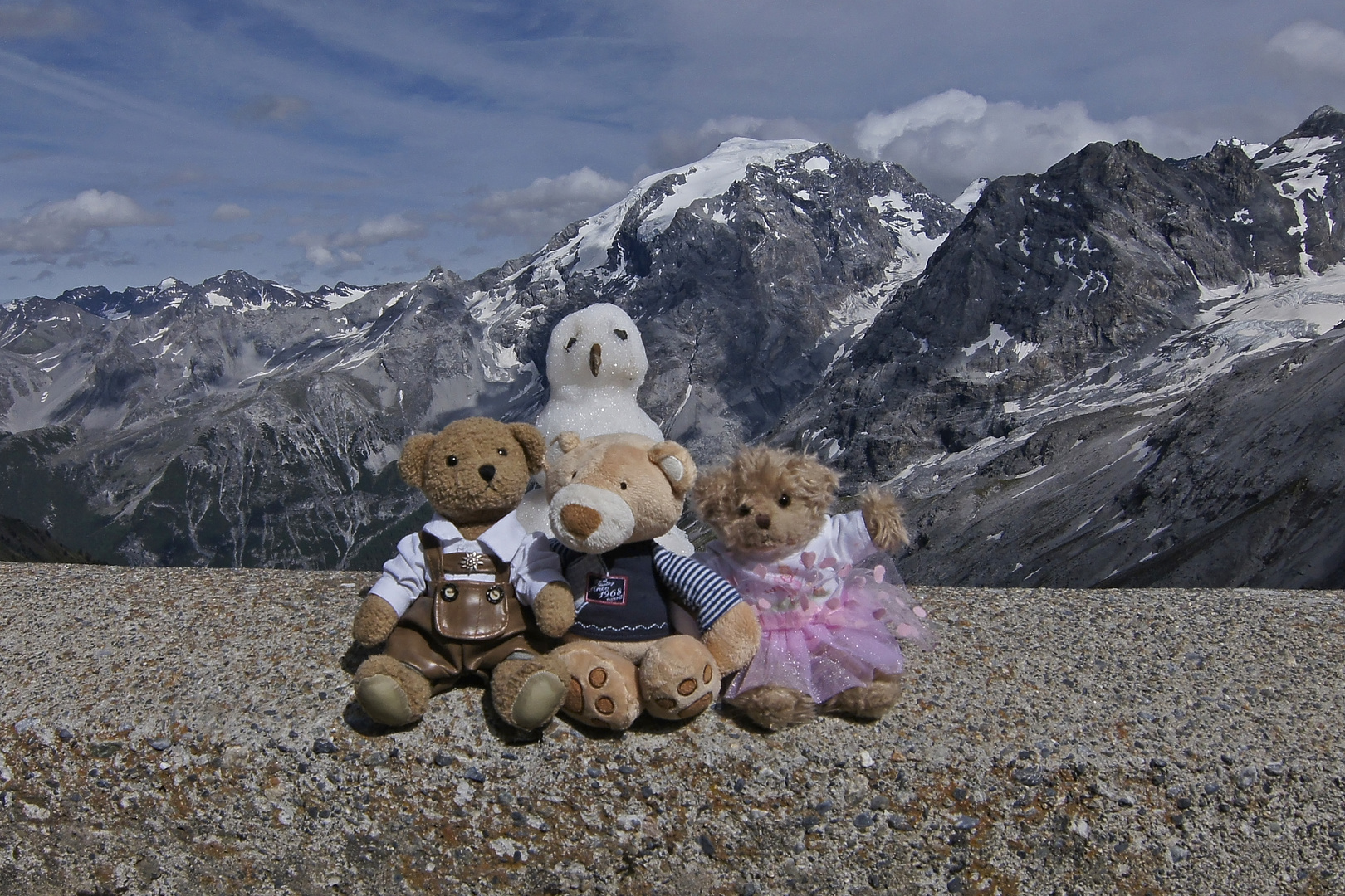 Ludwig, Luise und Karli auf dem Passo Stelvio 2752m