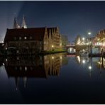 Lübeck  die Trave mit den Salzspeichern