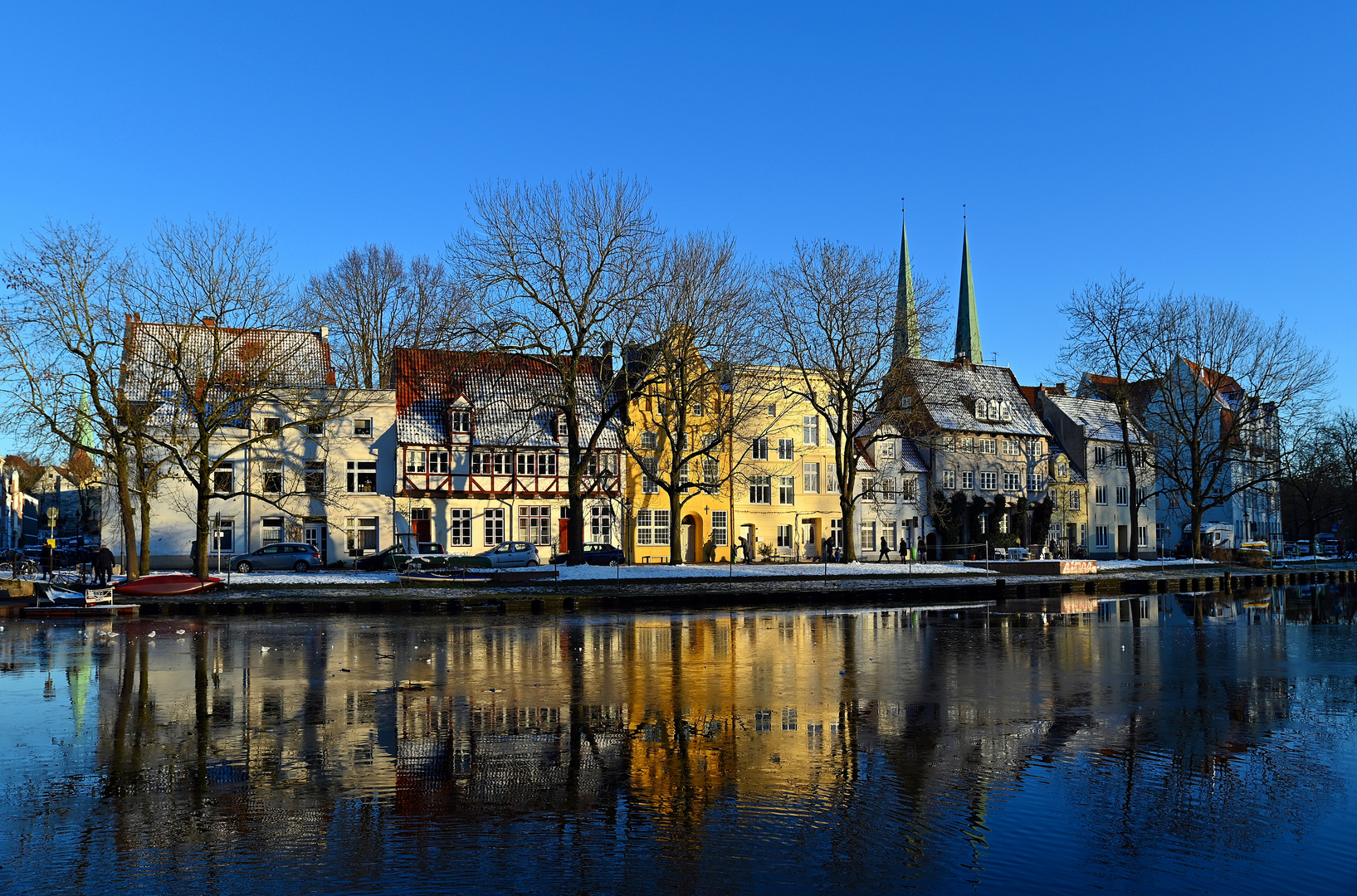 Lübeck im Winter 2021 an der Obertrave.