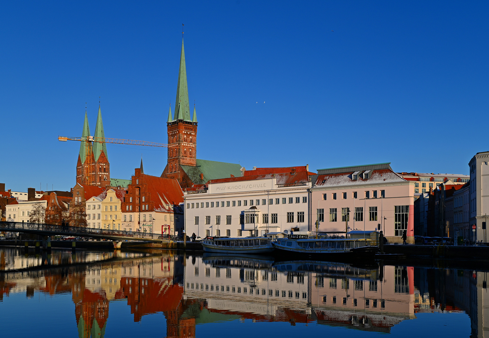 Lübeck im Winter 2021 an der Obertrave.