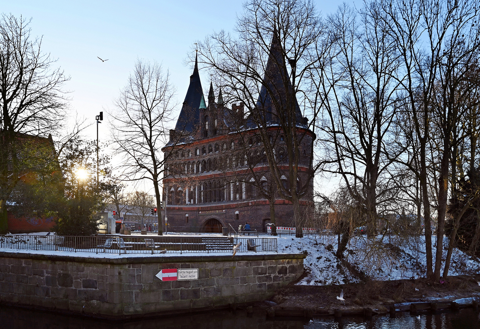 Lübeck im Winter 2021 an der Untertrave.