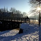 Lübeck im Winter - Schnee und Eis an der Untertrave 