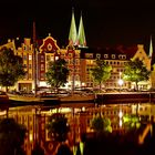 Lübeck in der Nacht an der Untertrave/Lübeck at night on the Untertrave