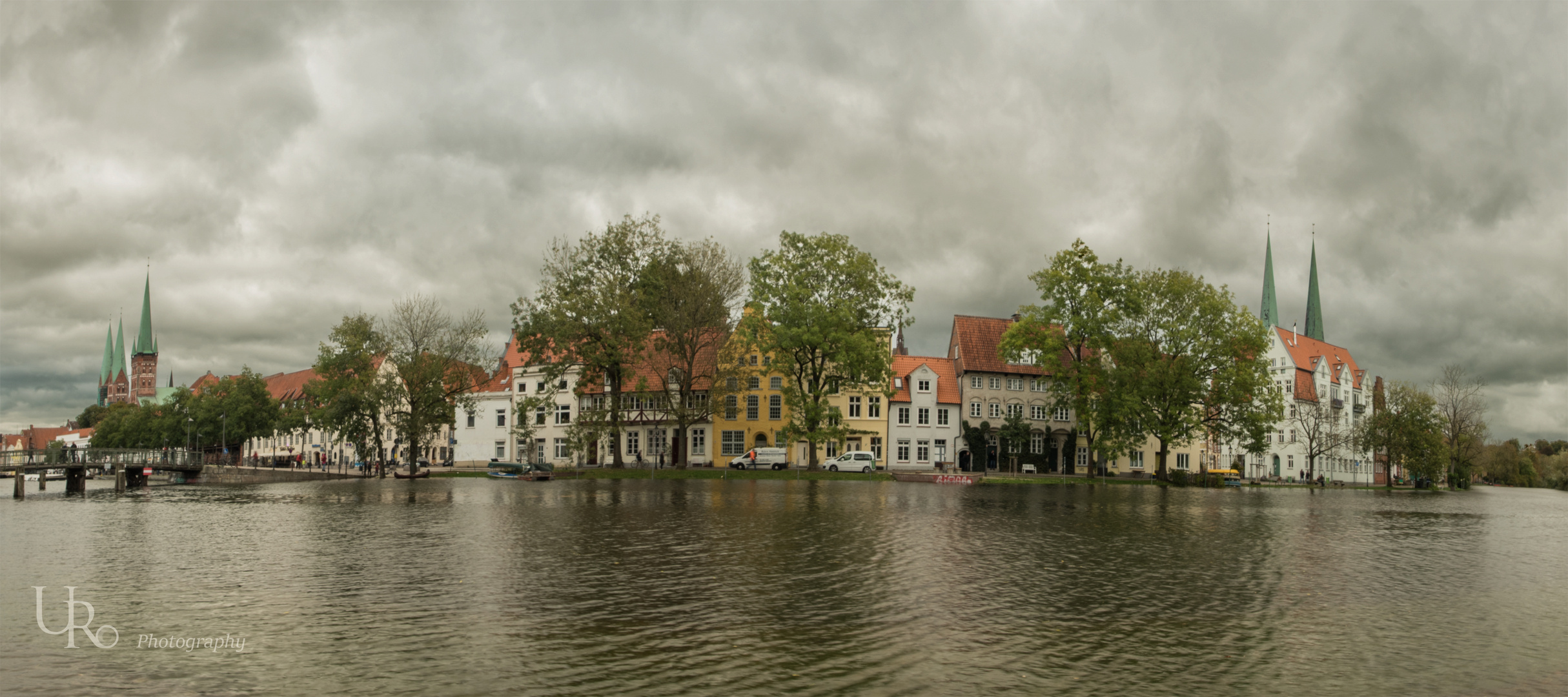 Lübeck mit Obertrave und Malerwinkel bei Hochwasser