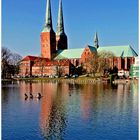 Lübeck, Mühlenteich mit Dom zu Lübeck