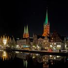 Lübeck, Obertrave, Nachtansicht, Panorama