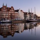 Lübeck, Untertrave am 25.12.20 kurz nach Sonnenuntergang