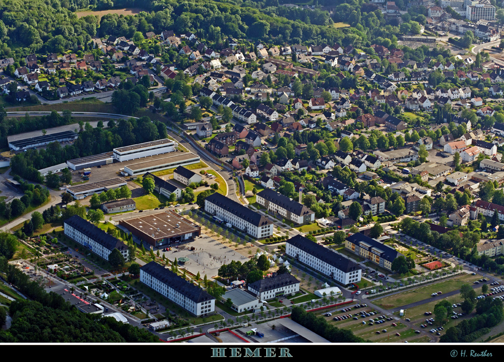 Luftaufnahme von einem Stadtteil von Hemer.