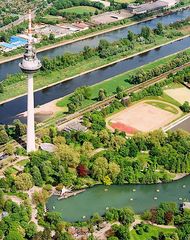 luftbild, fernmeldeturm mannheim mit kutzerweiher