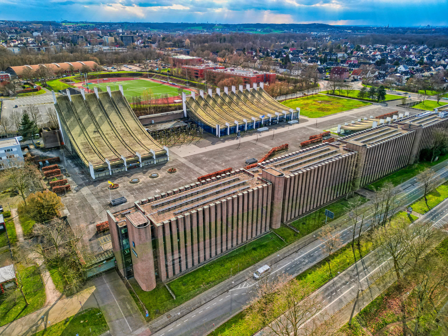 Luftbild Rathaus Castrop-Rauxel mit Stadthalle und Europahalle