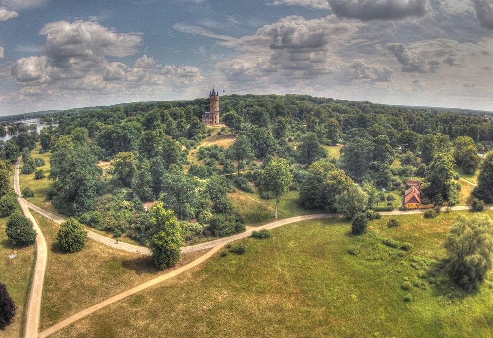 Luftbild über dem Babelsberger Park in Potsdam I