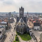 Luftbild von Gent mit der Sankt Nikolaus Kirche