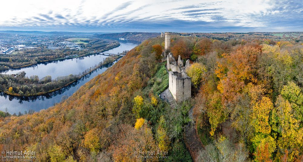 Luftbildpanorama - Hohensyburg, Hengsteysee aerial picture Hohensyburg