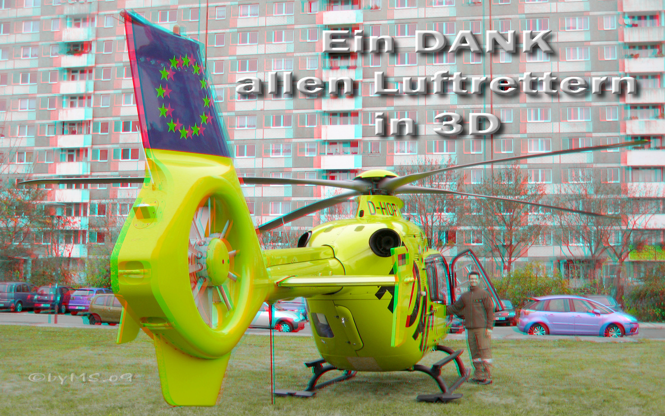 Luftrettung (3D-Foto - mit rot/cyan-Brille ansehen)