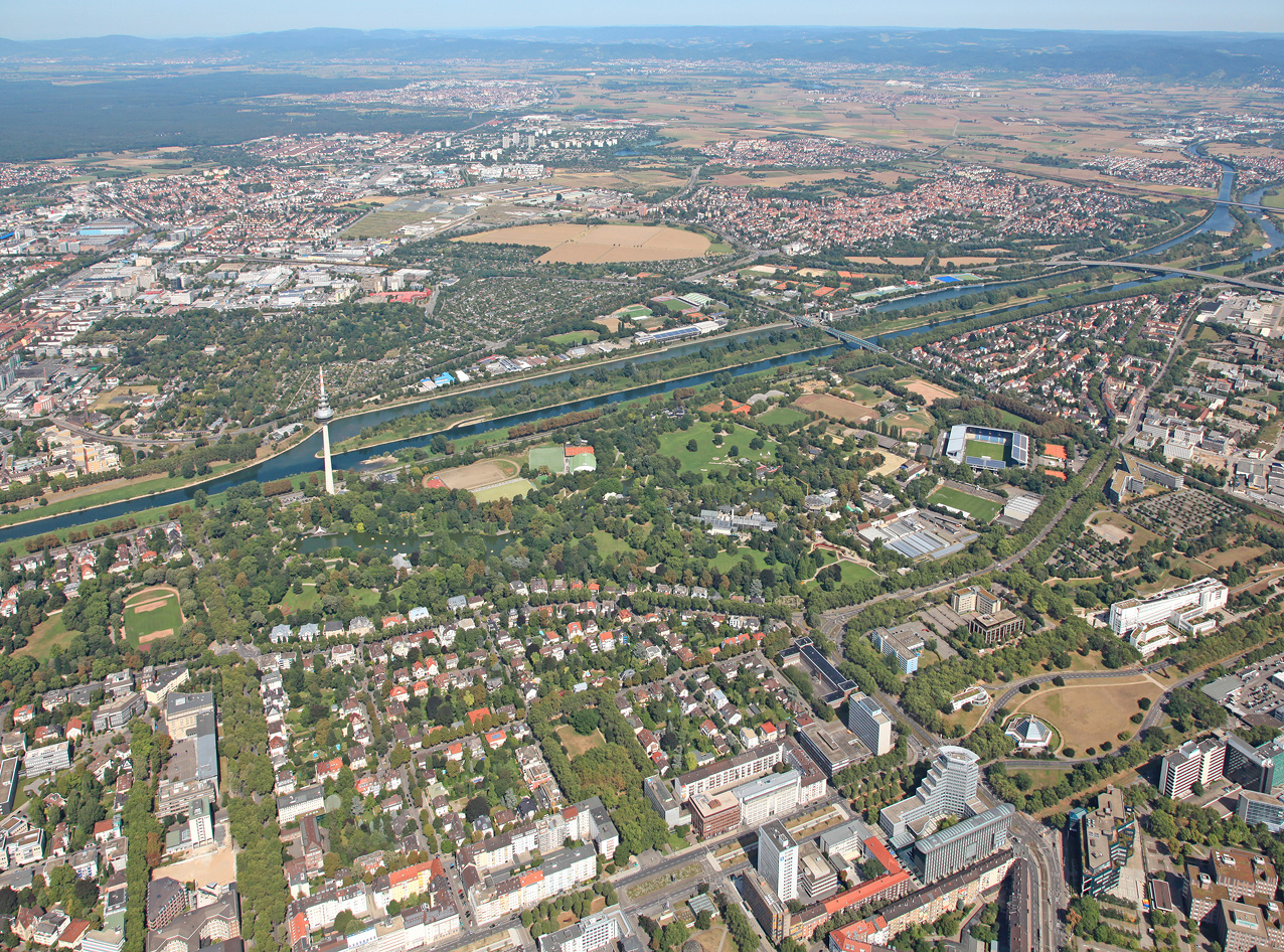 luisenpark mannheim,luftbild