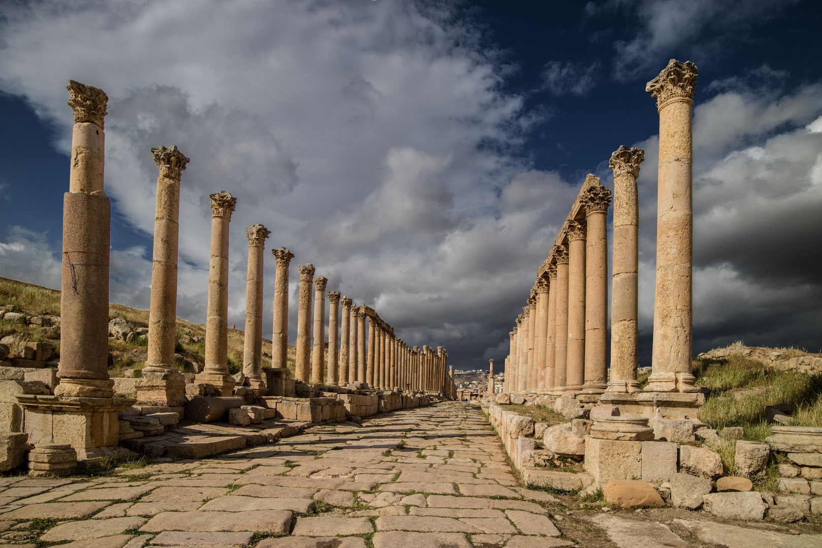 Lumière de fin de journée sur le site de Jerash, Jordanie.