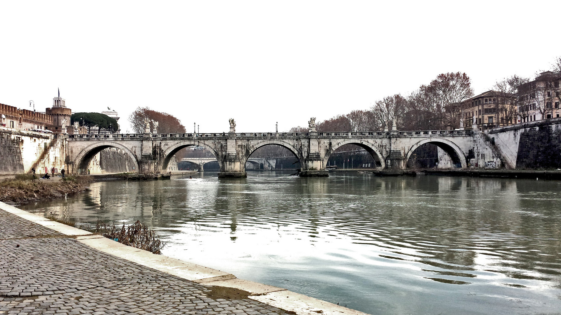 lungo l'argine del tevere