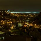 Luxembourg by Night Blick auf die rote Bruecke