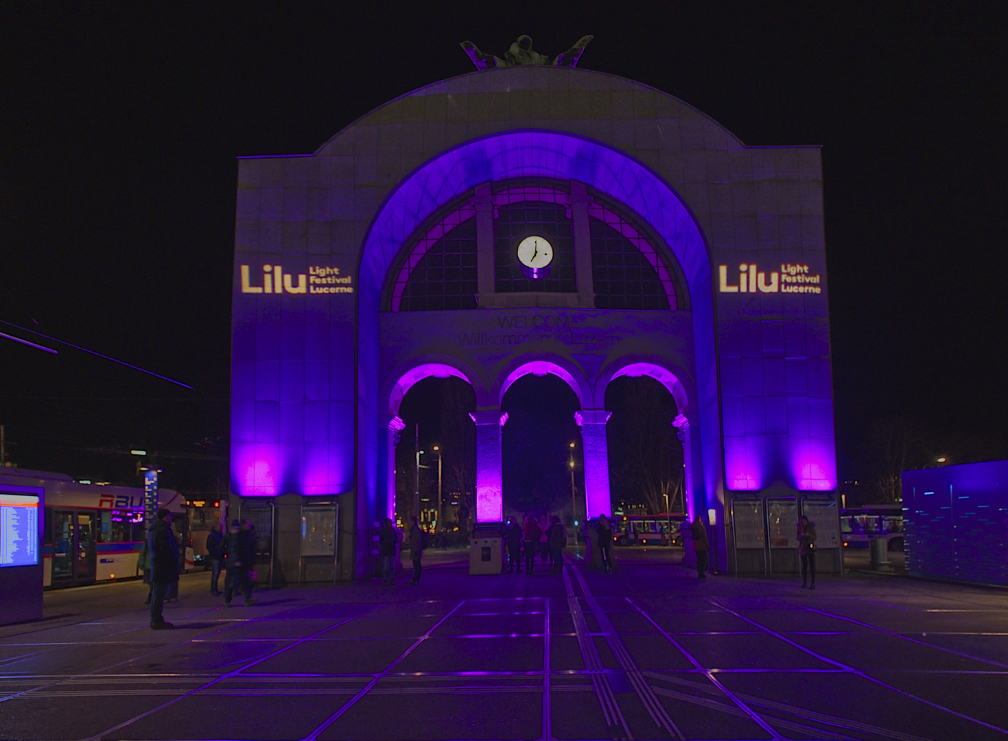 Luzern, Triumpfbogen, Lilu Lichtspektakel 