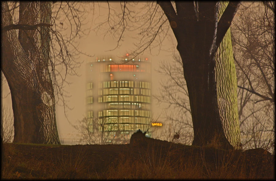 LVR-Turm im Nebel