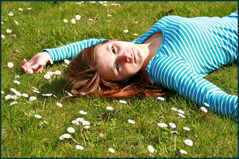 lying in the flower-bed...