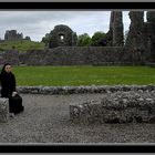 Lyriel in Abbey hore with the view to Rock of Cashel