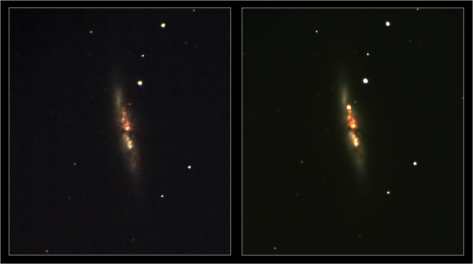 M 82 mit Supernova ... vorher ... nachher