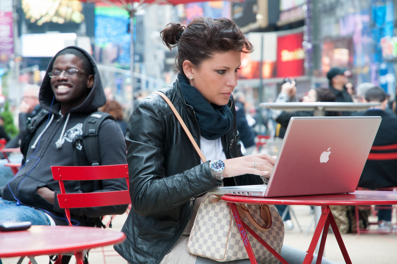 Mac Book at Time Square