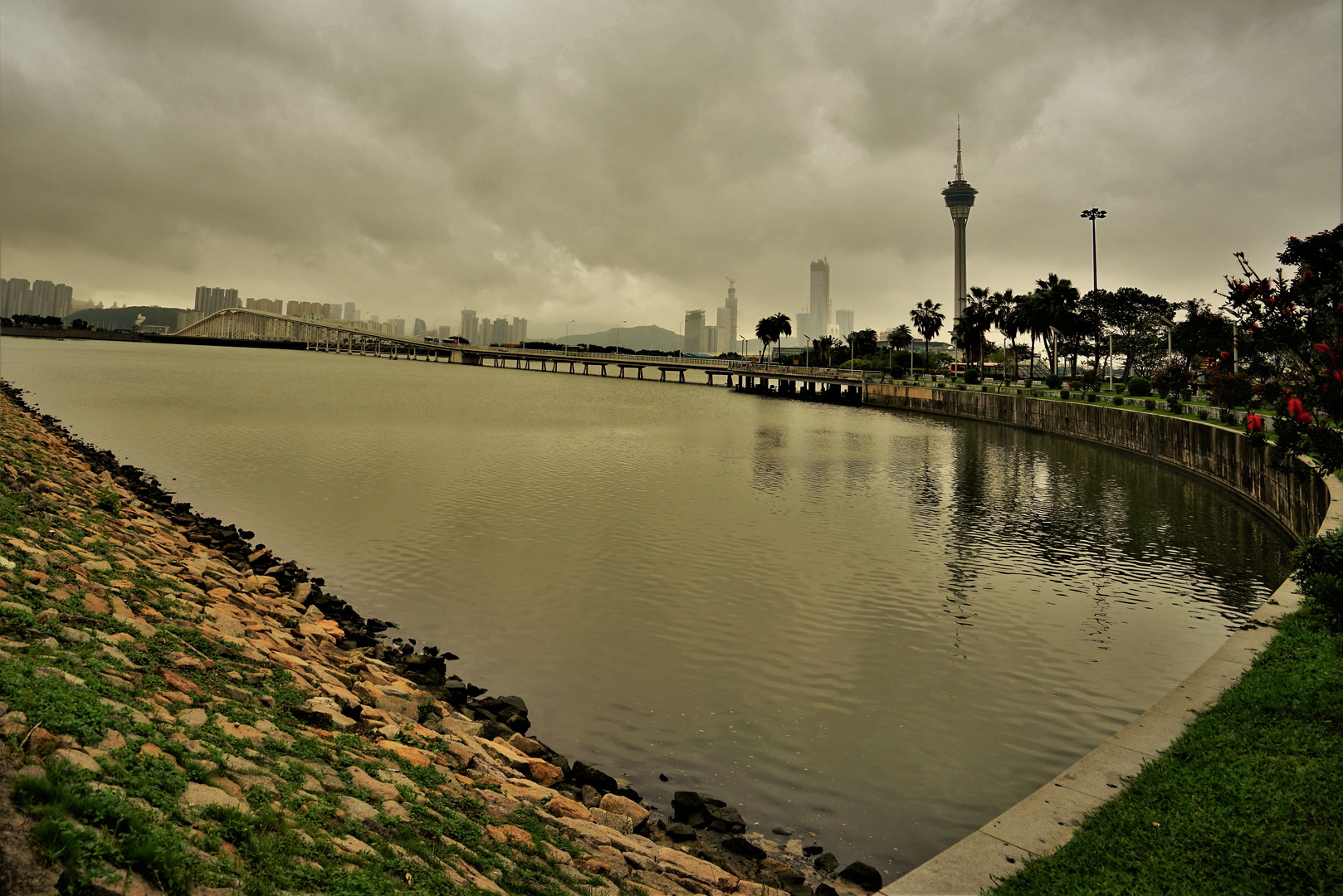 Macau Tower & Taipa bridge.