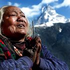 Machhapuchere from Ghandruck with the local lady
