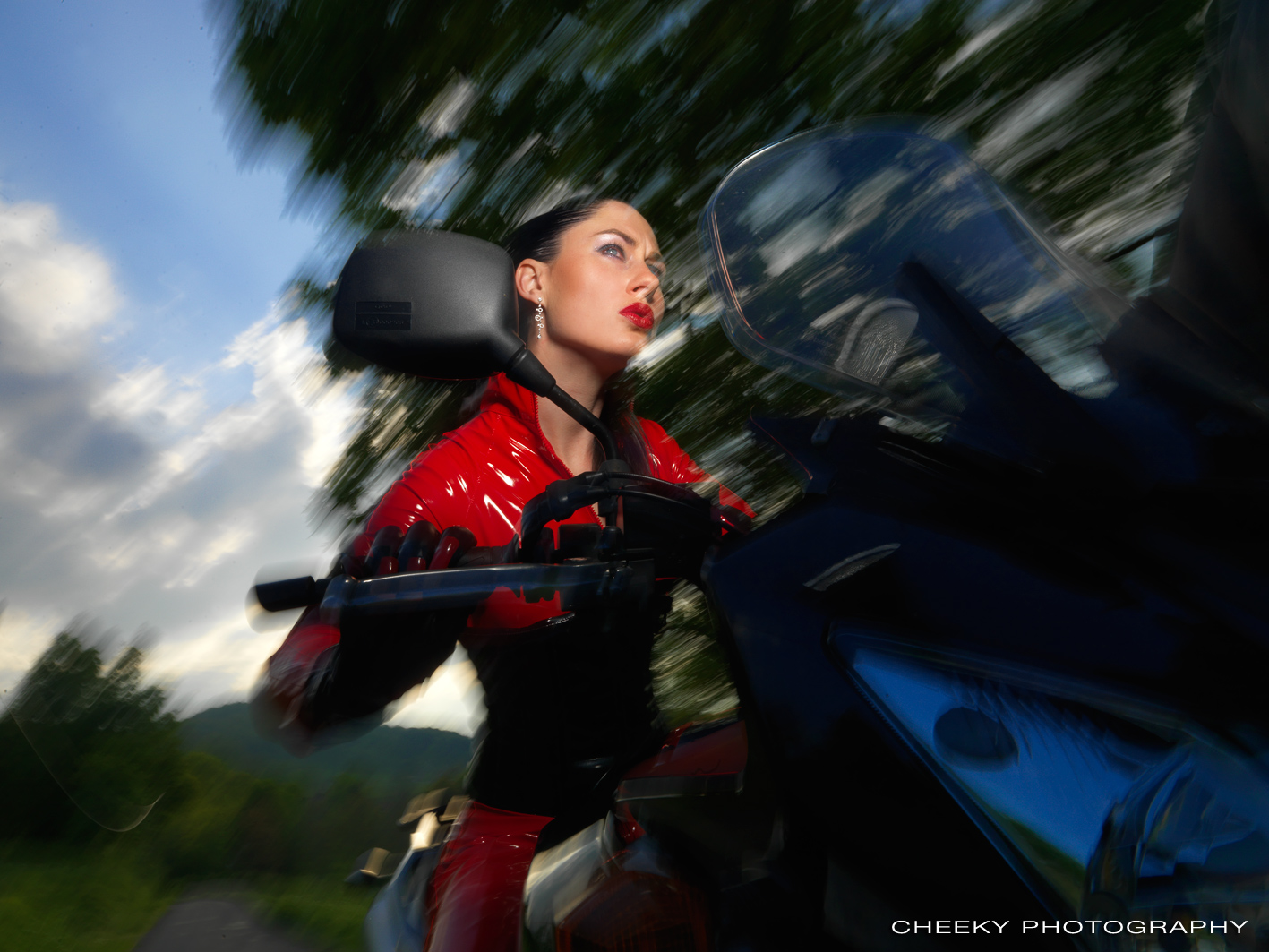 Madame Sarka from OWK / CZ having fun on her motorcycle