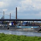 mächtige Containerschiffe auf dem Rhein